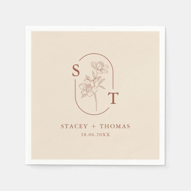 Elegante Terracotta Whimsical Wedding Serviette (Vorderseite)