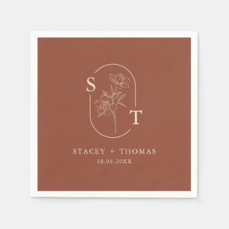 Elegante Terracotta Whimsical Wedding Serviette
