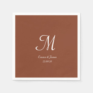 Elegante Terracotta & White Monogram Wedding Party Serviette