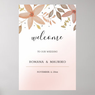 Elegante Terrakotta-Aquarell-Blumen handgemalt Poster