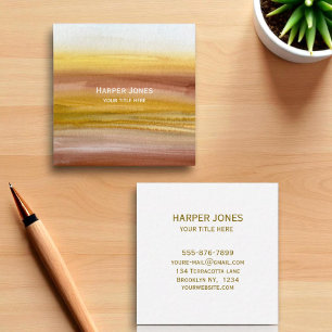 Elegante Terrakotta-Aquarell-Herbst-Boho Quadratische Visitenkarte