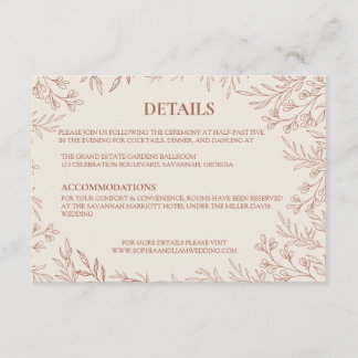 Elegante Terrakotta-Botanik-Monogramm-Details Begleitkarte