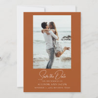 Elegante Terrakotta-Foto-Hochzeit Save The Date