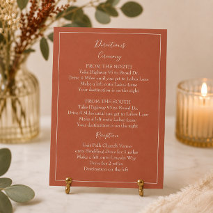 Elegante Terrakotta-Hochzeitswegbeschreibungen Begleitkarte