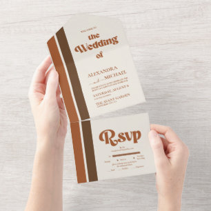 Elegante Terrakotta-Launische Hochzeit All In One Einladung