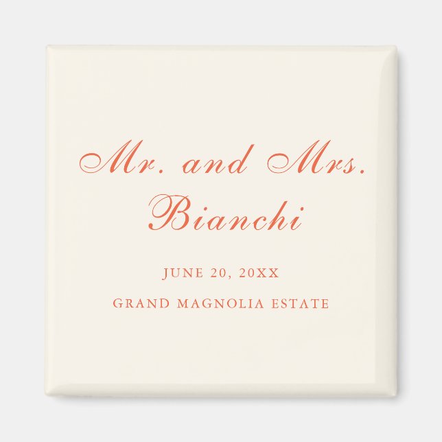 Elegante Terrakotta-Moderne Klassische Hochzeit Magnet (Vorne)