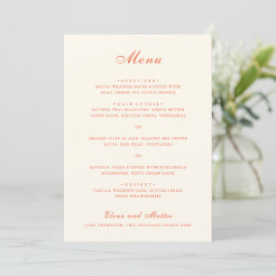 Elegante Terrakotta-Moderne Klassische Hochzeit Menükarte