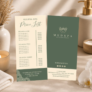Elegante Terrakotta-Spa-Ästhetiker-Preisliste Menü