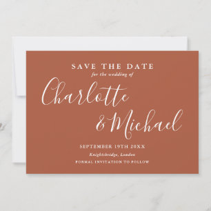 Elegante Terrakotta-Unterschrift-Script-Foto Save The Date