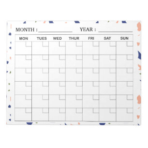 Elegante Terrazzo Monatlicher Kalender Planer Notizblock