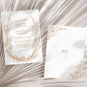 Elegante Terrracotta Floral Wreath Monogram Weddin Einladung