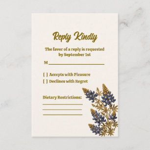 Elegante Texas Bluebonnet-Blumen-Hochzeits-Antwort RSVP Karte
