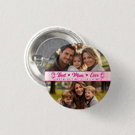 Elegante Text Foto Muttertag Wasserfarbe Rosa Button