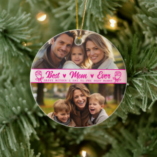 Elegante Text Foto Muttertag Wasserfarbe Rosa Keramik Ornament