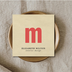 Elegante Textur Beige Monogramm Innenarchitekt Quadratische Visitenkarte