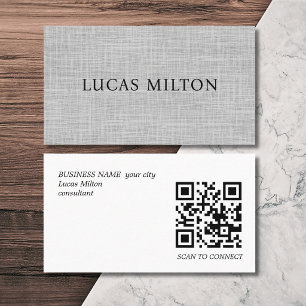Elegante Textur Grau QR-Code Berater  Visitenkarte