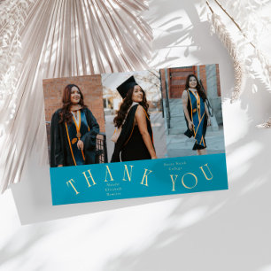 Elegante Thank You Typografie Grad Foto Aqua Blau Ankündigung