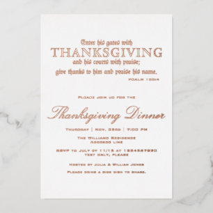 Elegante Thanksgiving-Dinnerparty Psalm 100:4 Folieneinladung