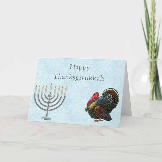Elegante Thanksgivukkah Gruß-Karte Feiertagskarte (Vorderseite)