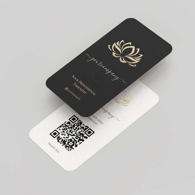 Elegante Therapeuten Imitats Gold Lotus Wellness W Visitenkarte (Elegant Therapist Black Gold Lotus Wellness Spa Business Card
)