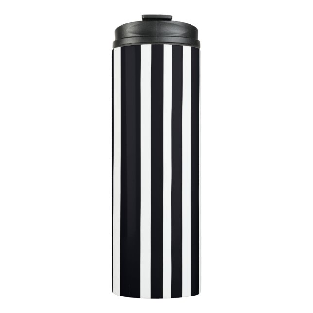 Elegante Thermal Tumbler Schwarz-weiß Stripte Art Thermosbecher (Vorderseite)