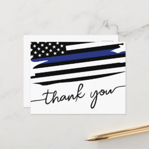 Elegante Thin Blue Line Flagge Polizeibeamter Postkarte