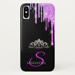 Elegante Tiara Lila Glittertropfen Case-Mate iPhone Hülle