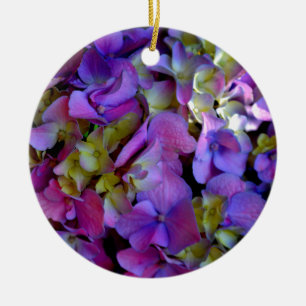 Elegante tief purpurrosa magentafarbene Hortensien Keramikornament