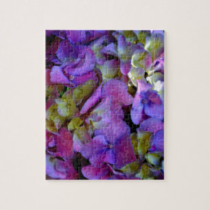 Elegante tief purpurrosa magentafarbene Hortensien Puzzle