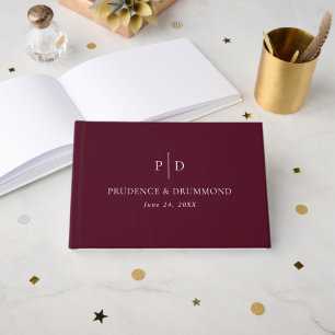 Elegante tiefburgunderrote klassische Hochzeit Gästebuch