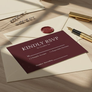 Elegante tiefe Burgunder-Hochzeit RSVP Karte