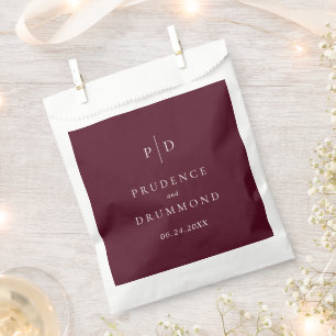 Elegante tiefe Burgunderrote klassische Hochzeit Geschenktütchen