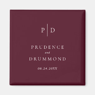 Elegante, tiefe Burgunderrote klassische Hochzeit Magnet