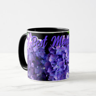 Elegante, tiefe lila Blume Hydrangea Die beste Mam Tasse