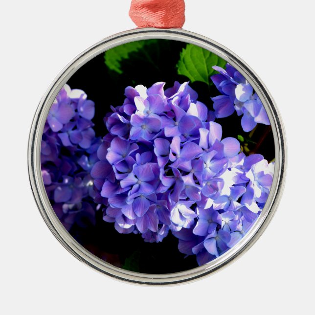 Elegante tiefe lila Blume Hydrangea Ornament Aus Metall (Vorne)