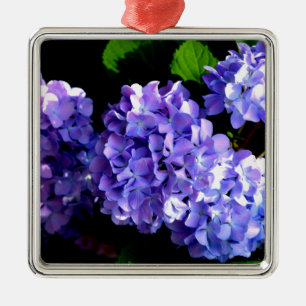 Elegante tiefe lila Blume Hydrangea Silbernes Ornament