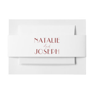Elegante tiefe Rot-Weiß-Burgunder-Minimal-Hochzeit Einladungsbanderole