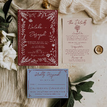 Elegante tiefe rote blaue Blumen moderne Hochzeit