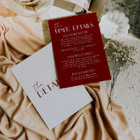 Elegante tiefe rote Burgunderweiße Hochzeitsdetail