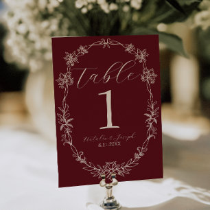 Elegante tiefrote alte Geld-Hochzeitstisch-Nummer Einladung