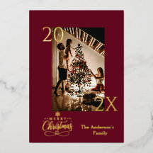 Elegante, tiefrote Burgunder- und Gold-Weihnachtsf