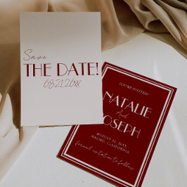 Elegante tiefrote elfenbeinfarbene Hochzeit im Sti Save The Date
