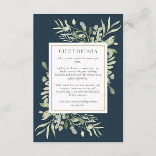 Elegante Tiefsee-Blau-Grün-Hochzeitsgastdetails Begleitkarte