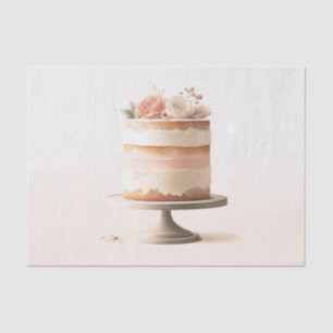 Elegante Tier Blush Floral Hochzeitstorte Bäckerei Seidenpapier