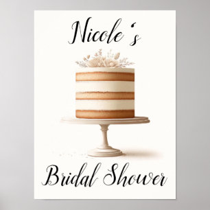 Elegante Tier Weiße Florale Torte Bäckerei Küche Poster