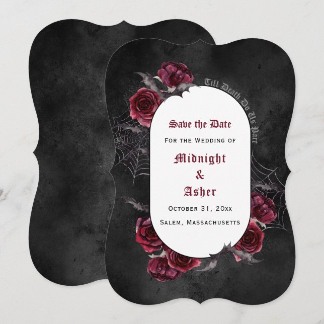 Elegante Till Death Do us Part-Rose Save the Date (Vorne/Hinten)