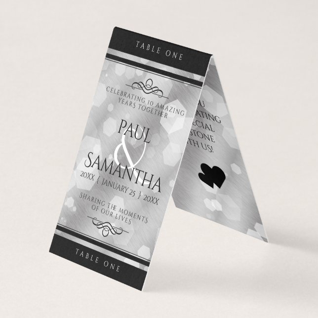 Elegante Tischkarte zum 10. Geburtstag der Zehn-Ze (Vorderseite)