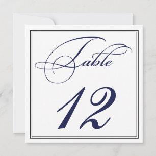 Elegante Tischkarten in Marineblau mit Schriftzug Einladung