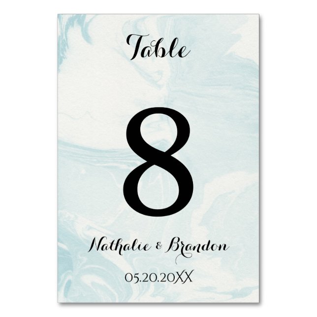 Elegante Tischnummer aus blauem Marmor (Rückseite)