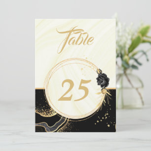 Elegante Tischnummer aus Gold und Schwarz